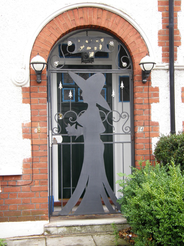 A witch design on a house door in Boileau Road
